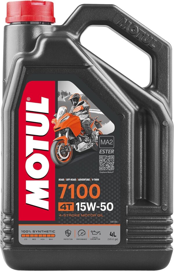 Motul 104299 7100 15W-50 Motor Oil Full Synthetic Motorcycle Engine Lubricant